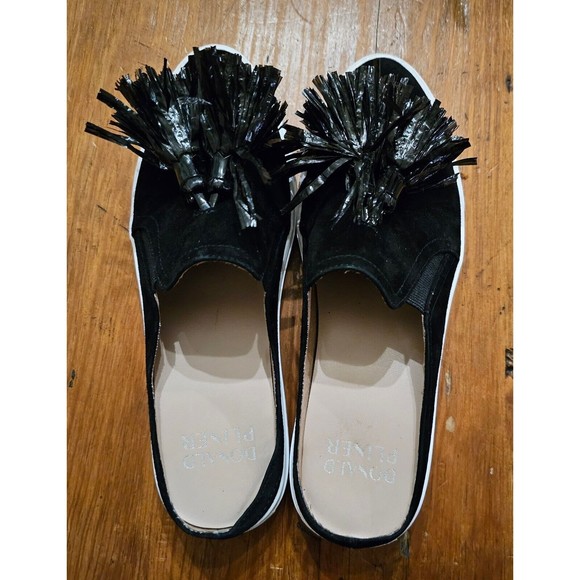 Donald J. Pliner Pauly Black Leather Suede Tassel Mules Women’s Sz 6 - Picture 6 of 8